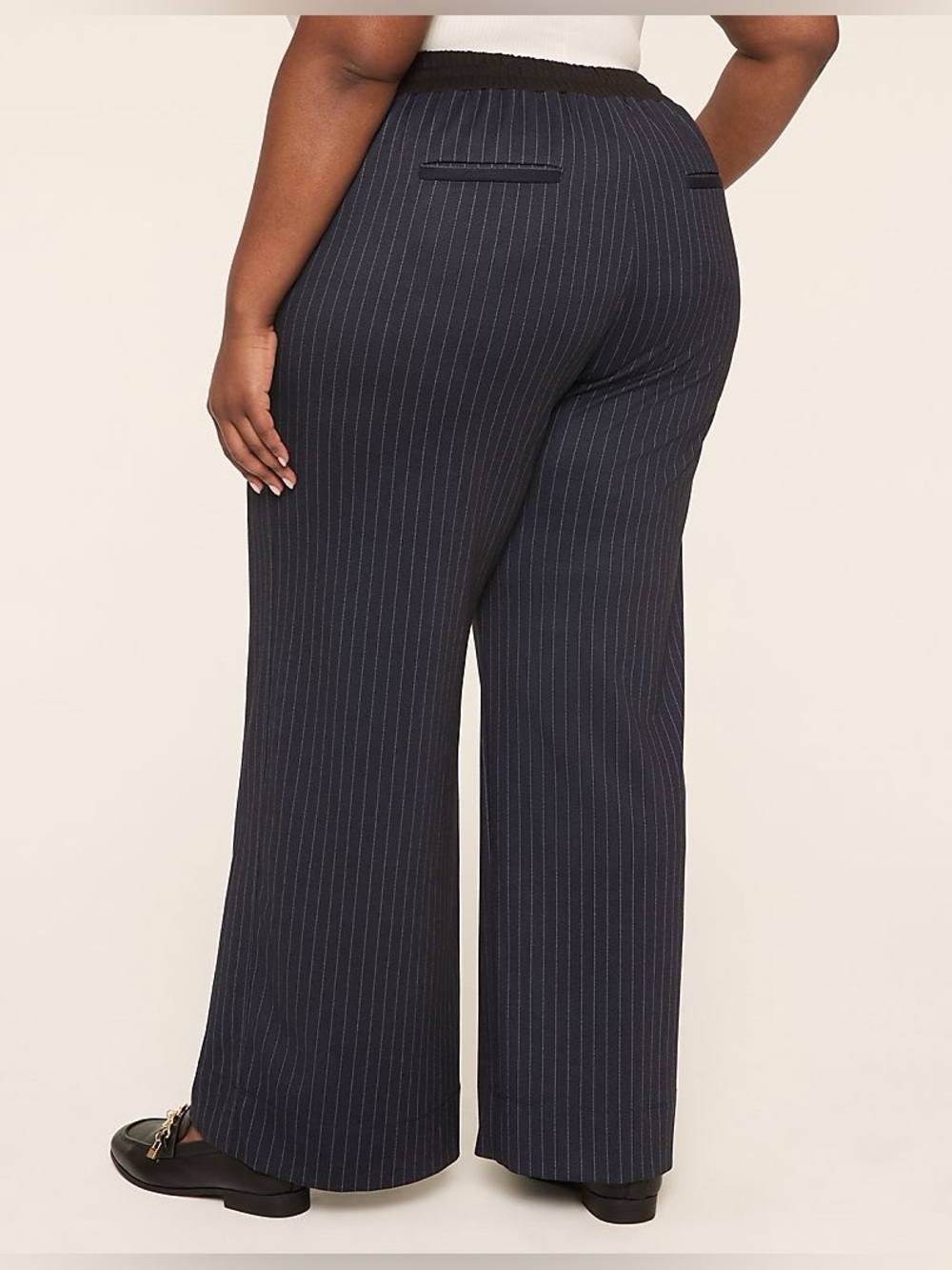 Lane Bryant Ponte Pull-On Stripe Wide Leg Pant - Picture 3 of 13